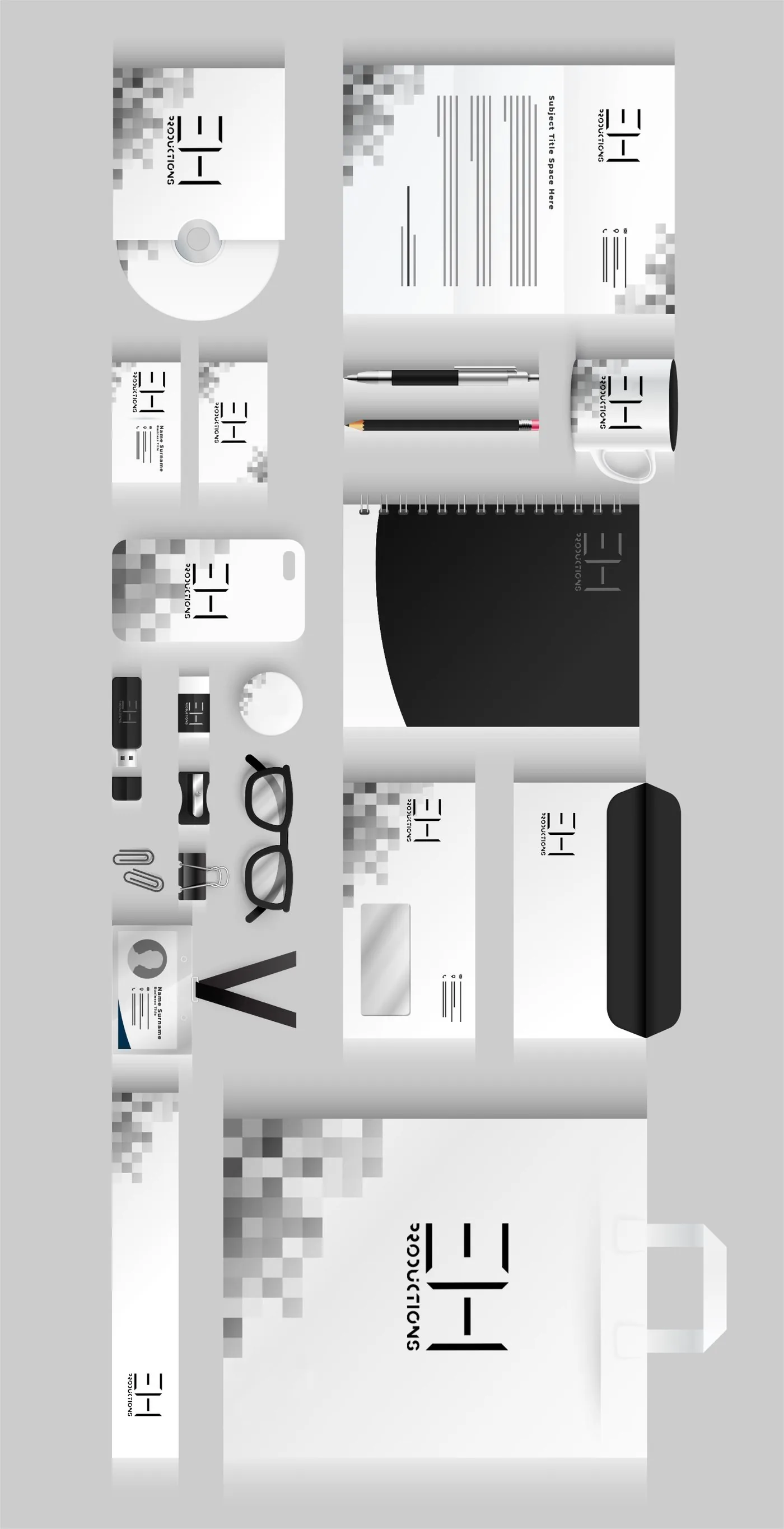 Branding-Mockups einer Markenentwicklung von EH-Productions
