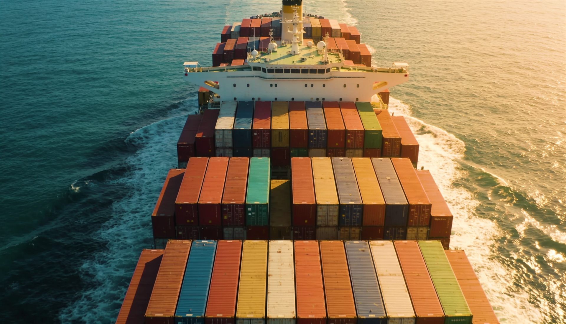 Containerschiff aus der Vogelperspektive